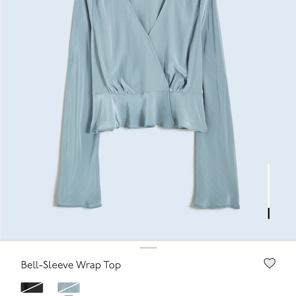 Madewell Light Blue Bell-Sleeve Wrap Blouse